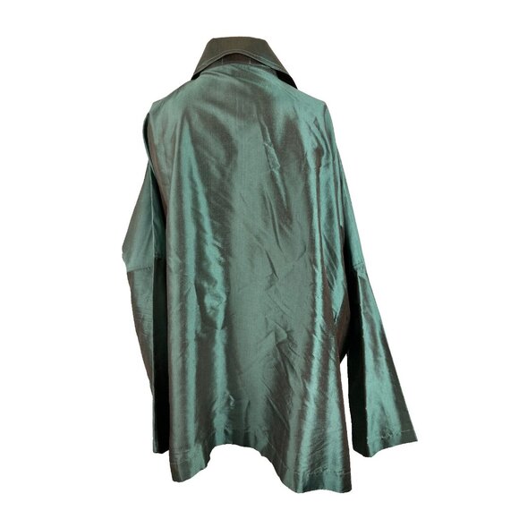 OS Vintage Zina Thai Silk Boxy Drape Button Up Blouse Big Shirt - Picture 3 of 5